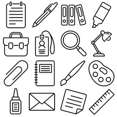 Stationery Essentials Icon Set Outline Style (Part 2)