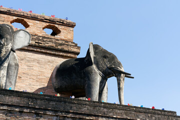 Wat chedi Luang budhist temple in chiang mai
