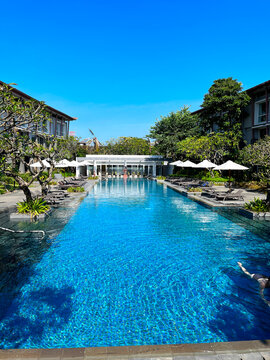 Poolside view of Hilton Garden Inn in Bali, Indonesia 2023 Mar.18