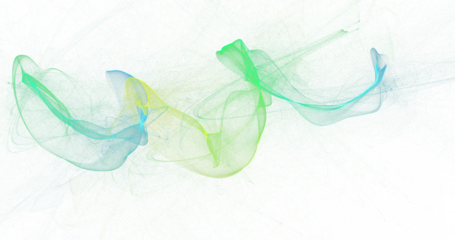 Gentle chain of green and aqua smoke waves forming loose loops on white, calm abstract motion composition with soft textures, refreshing high resolution PNG background for nature, spa and web graphics