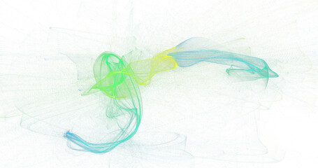 Fresh burst of green, teal and yellow smoke drifting horizontally on white, lively abstract motion composition with soft textures, vibrant high resolution PNG perfect for eco, energy and startup desig