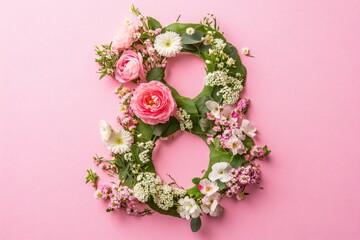 wreath of flowers on a wooden background