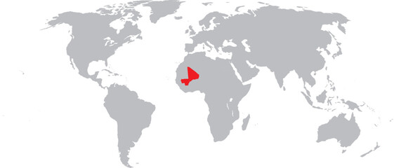 Obraz premium Mali Highlighted on World Map Vector Design