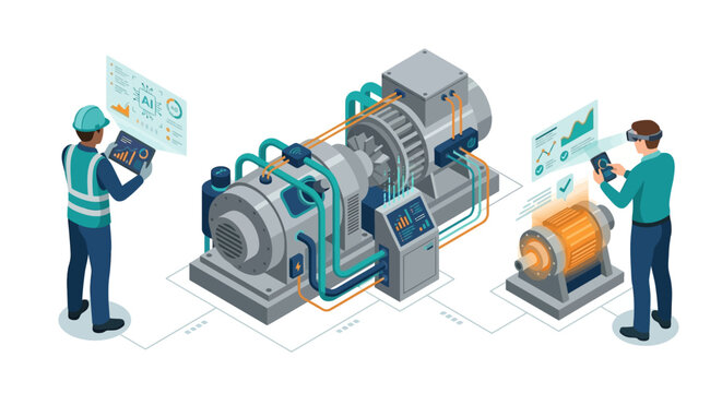 Isometric AI Machine Maintenance: Augmented Reality, Digital Twin