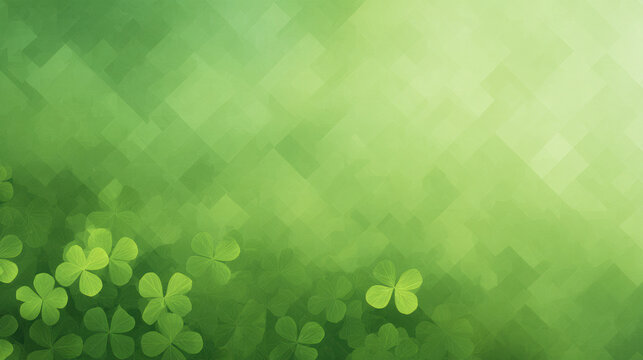 Green shamrock mosaic background illustration for St. Patrick Day and luck concept. Holiday banner or greeting card template. - Powered by Adobe