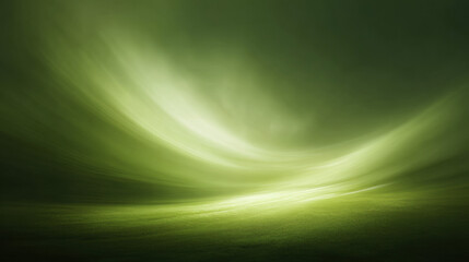 Green abstract background with light trails and glowing texture, for St Patrick day greeting card or seasonal banner.