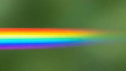 Fototapeta premium Abstract rainbow light streak on green background for St. Patrick Day. Horizontal colorful spectrum for happy celebration and festive design.