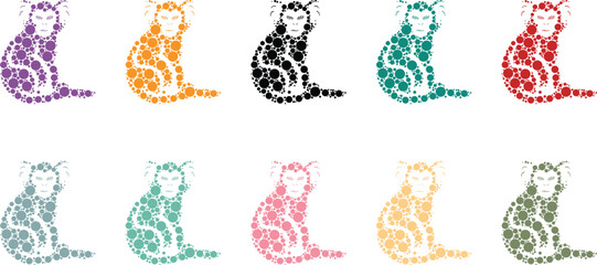 Sitting monkey mosaic dot art collection, Primate silhouettes in colorful dots © jakircreativedesign