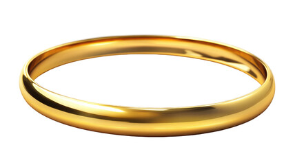Gold wedding band, simple design, isolated on transparent background
