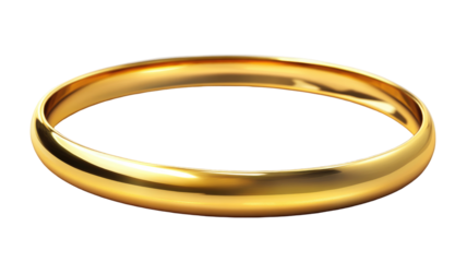 Gold wedding band, simple design, isolated on transparent background