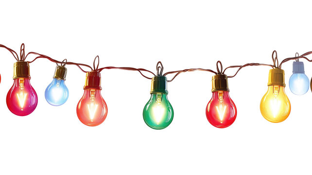 Colorful christmas lights on transparent background - Powered by Adobe