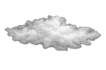 White cloud formation offering a weather element or atmospheric effect, fluffy cumulus shape against transparent background