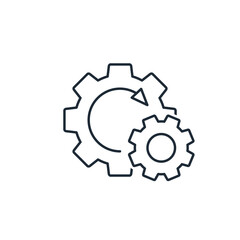 Technical specifications. Impact process. Vector linear icon isolated on white background.