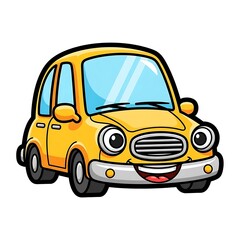 Obraz premium Smiling Cartoon Yellow Car Illustration.