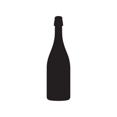 Black Champagne bottle silhouette vector illustration on white background
