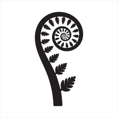 Vector fern spiral outline silhouette, A fern leaf swirl silhouette icon vector illustration design © Chan