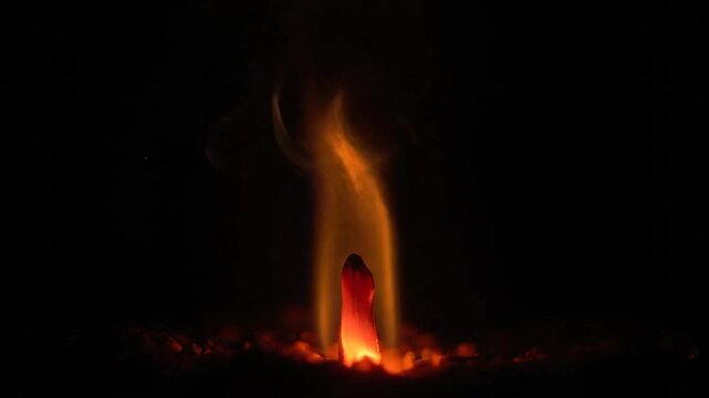 Ephemeral dance of fire, captivating tongues of flames against the obsidian canvas