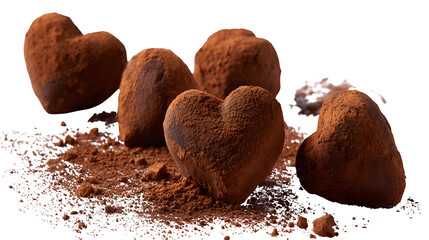 Chocolate truffles with cocoa powder isolated on transparent background