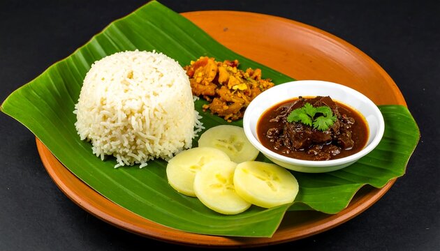 Assamese Thali - A Traditional Meal Served on Banana Leaf.