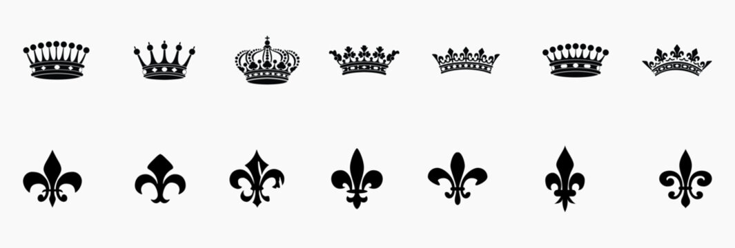 Crown icon set. Royal crown symbol collection. line crown icon. vector illustration