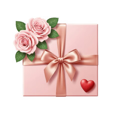 Pink Gift Box with Roses and Heart Decoration