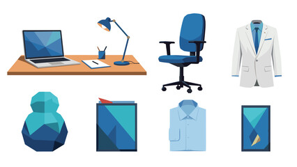 Modern office essentials: abstract geometric design with low poly and minimalist touch