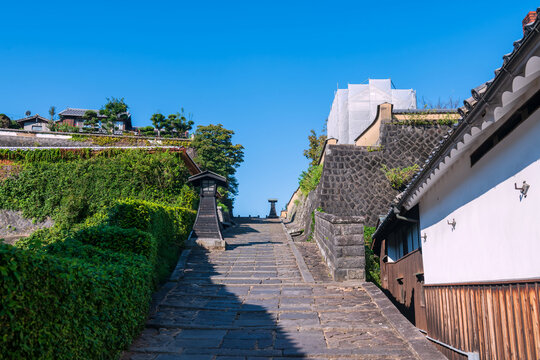 Iconic Suya no Saka slope with preserved Kitsuki city, Oita