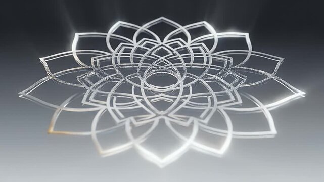 Varuthini Ekadashi background with abstract sacred geometry glow on soft silver gradient