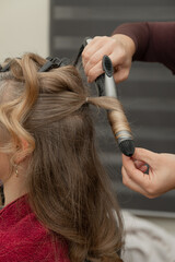 Fototapeta premium Elegant Side Profile of Adult Woman with Festive Evening Hairstyle