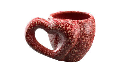 Textured ceramic mug isolated on transparent background