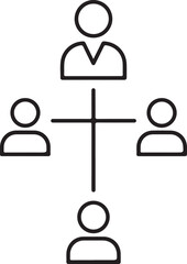 Four person icon diagram connected by lines people connection