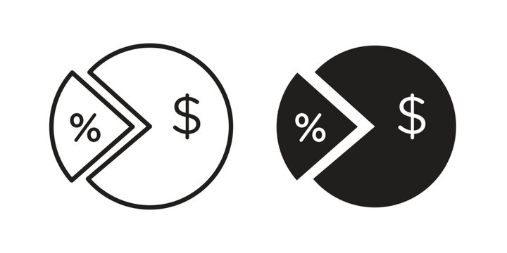 Dividend icons line and solid version, outline and filled vector design set - Powered by Adobe
