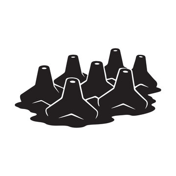 Tetrapod Breakwater Structures for Coastal Protection Vector Icon