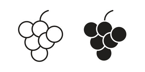 Obraz premium Grapes icons line and solid version, outline and filled vector design set
