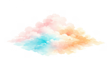 Watercolor cloud creating a soft pastel sky banner with artistic paint texture on transparent background