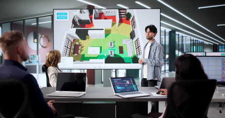 Man Giving Presentation On Wireless Signal Strength