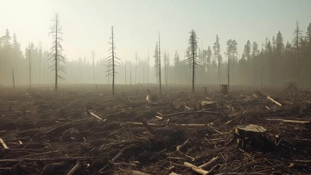 Dead Trees and Stumps After Intensive Deforestation
