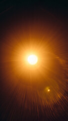 Abstract Natural Sun flare on the black