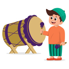 Cartoon Children Celebrating Eid al-Fitr Illustration