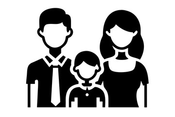 Obraz premium family of three side profile silhouette illustration for family and lifestyle design