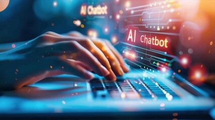 A person typing on a laptop, interacting with an AI chatbot, showcasing digital communication and innovation. - Powered by Adobe