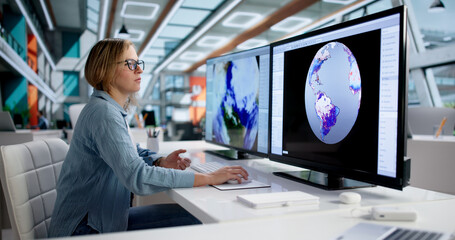 Woman Meteorologist Analyzing Climate Data