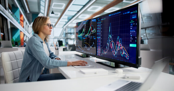 Focused Financial Analyst Studying Market Trends