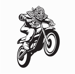 Luchador Biker Character, Mexican Wrestling Vector Illustration on White Background