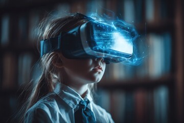 Young girl in VR headset