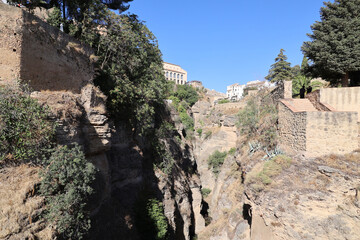 View of the gorge of the river Guadalev&iacute;n in the city of Ronda, Andalusia, Spain 
