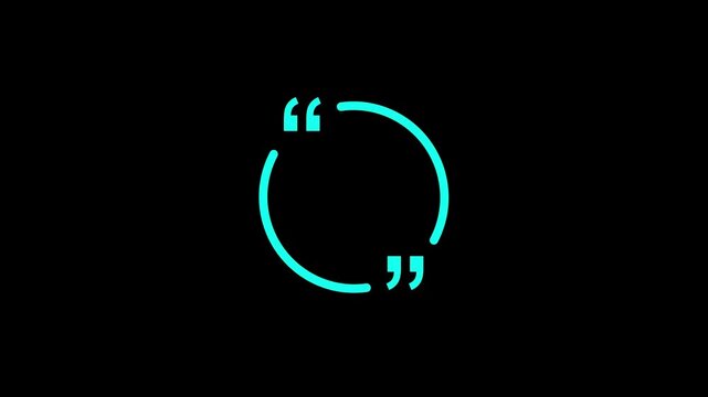 Rounded quote box icon animation. Graphic animation of rectangular quotation marks. Quote frame blank template set on a transparent background.