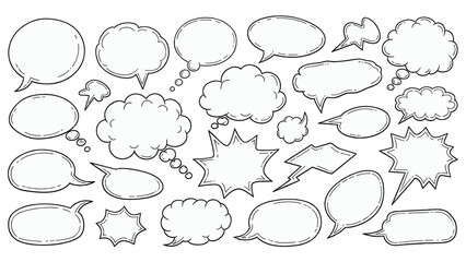 Fototapeta premium Speech Bubbles Collection: A versatile array of empty speech bubbles perfect for graphic design or artistic expression.