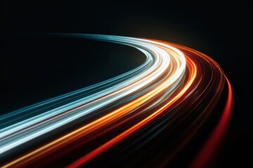 dynamic light path twisting at high speed through darkness abstract motion scene representing acceleration energy and temporal flow concept of data movement