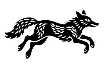 jumping fox silhouette illustration for wildlife and nature design